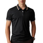 📢📢40% OFF !! ⏰Men Fashion Contrast Lapel Quick Drying Short Sleeve T-Shirt