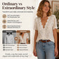 📢📢40% OFF !! ⏰Women's Casual V-Neck Short Sleeve Lace Top