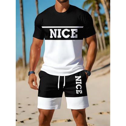 📢📢50% OFF !! ⏰Men's Color-Block Tee and Shorts Set