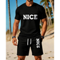 📢📢50% OFF !! ⏰Men's Color-Block Tee and Shorts Set