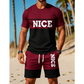 📢📢50% OFF !! ⏰Men's Color-Block Tee and Shorts Set