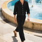 📢📢50% OFF !! ⏰Men's Linen Long Sleeve Shirt & Long Pants 2-Piece Set