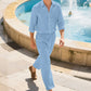 📢📢50% OFF !! ⏰Men's Linen Long Sleeve Shirt & Long Pants 2-Piece Set
