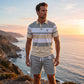 📢📢50% OFF !! ⏰Men's Striped T-Shirt & Shorts  2-Piece Set