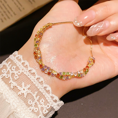 🌸 50% OFF NOW! 🌸Retro Crossover Twisted Multicolor Zircon Adjustable Bracelet