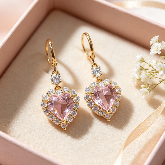 🌸 50% OFF NOW! 🌸 Sparkling Heart-Shaped Drop Earrings