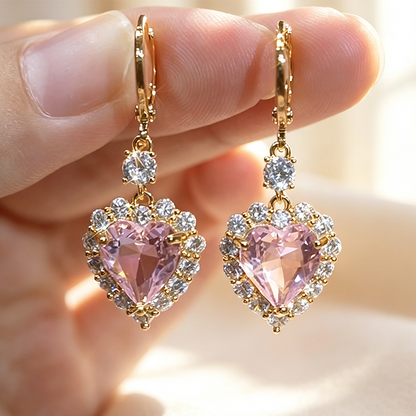 🌸 50% OFF NOW! 🌸 Sparkling Heart-Shaped Drop Earrings