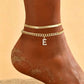 🌸 50% OFF NOW! 🌸Dainty Layered Gold Initial Anklets for Women