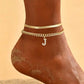 🌸 50% OFF NOW! 🌸Dainty Layered Gold Initial Anklets for Women