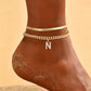🌸 50% OFF NOW! 🌸Dainty Layered Gold Initial Anklets for Women