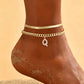🌸 50% OFF NOW! 🌸Dainty Layered Gold Initial Anklets for Women