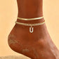 🌸 50% OFF NOW! 🌸Dainty Layered Gold Initial Anklets for Women