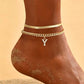 🌸 50% OFF NOW! 🌸Dainty Layered Gold Initial Anklets for Women
