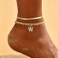 🌸 50% OFF NOW! 🌸Dainty Layered Gold Initial Anklets for Women