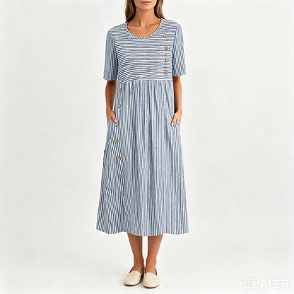 📢📢40% OFF !! ⏰Women’s Casual Striped Relaxed Fit Dress