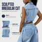 📢📢50% OFF !! ⏰ Women’s Sleeveless High-Slit Denim Vest Dress
