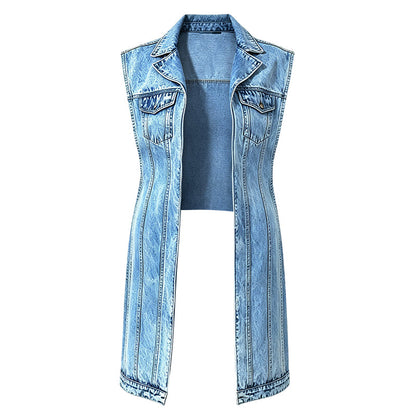 📢📢50% OFF !! ⏰ Women’s Sleeveless High-Slit Denim Vest Dress