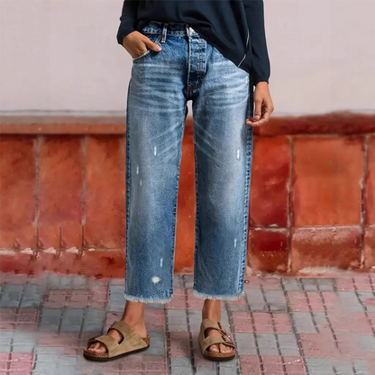 📢📢50% OFF !! ⏰Retro Cropped Straight Jeans