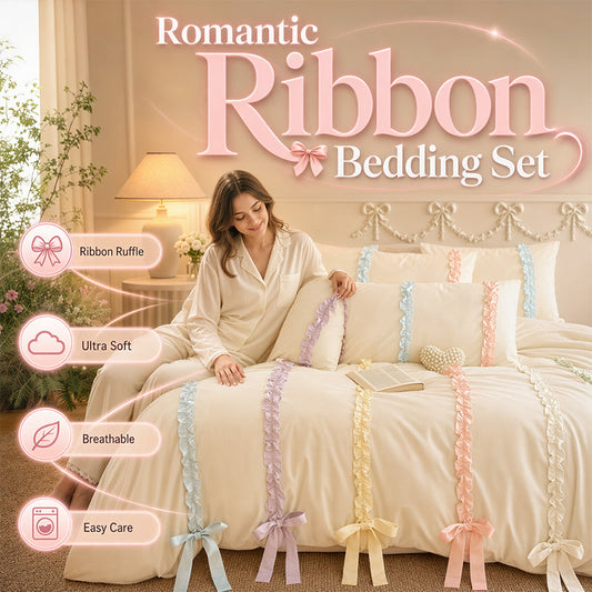 📢📢40% OFF !! ⏰Romantic Pastel Bowknot Bedding Set