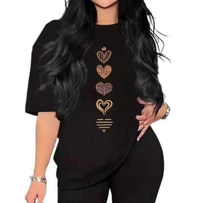 📢📢50% OFF !! ⏰Women's Casual Heart Print Short Sleeve T-Shirt