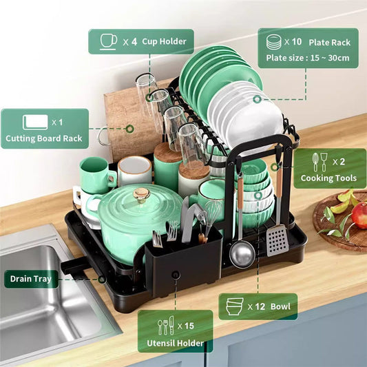 📢📢50% OFF !! ⏰Double-Layer Kitchen Tableware Drying Rack