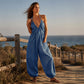 🌸 50% OFF NOW! 🌸Women's Plus Size Halter Neck Ruched Jumpsuit