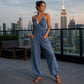 🌸 50% OFF NOW! 🌸Women's Plus Size Halter Neck Ruched Jumpsuit