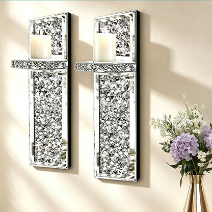 📢📢50% OFF !! ⏰Crushed Crystal Glass Candle Sconces
