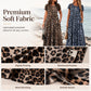 🌸 50% OFF NOW! 🌸Women's Leopard Print Maxi Dress with Pockets Casual Short Sleeve Long Dress