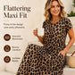 🌸 50% OFF NOW! 🌸Women's Leopard Print Maxi Dress with Pockets Casual Short Sleeve Long Dress