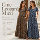 🌸 50% OFF NOW! 🌸Women's Leopard Print Maxi Dress with Pockets Casual Short Sleeve Long Dress
