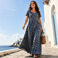 🌸 50% OFF NOW! 🌸Women's Leopard Print Maxi Dress with Pockets Casual Short Sleeve Long Dress