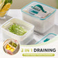 🥗 2 in 1 Draining Fresh-Keep Food Container with Built-in Colander – Leakproof Fridge Storage for Fruits & Veggies 🧊✨
