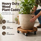 📢📢50% OFF !! ⏰Wooden Plant Stand with Wheels Round Mobile Flower Pot Caddy