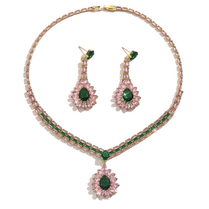 🌸 50% OFF NOW! 🌸Zircon Jewelry Set Necklace & Drop Earrings for Women