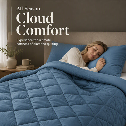 📢📢50% OFF !! ⏰3-Piece Quilted Comforter Set – Soft All-Season Bedding with Matching Shams☁️🛏️