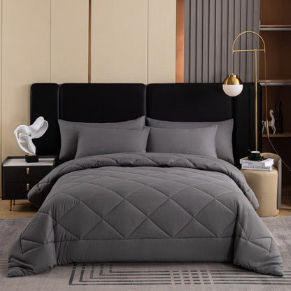📢📢50% OFF !! ⏰3-Piece Quilted Comforter Set – Soft All-Season Bedding with Matching Shams☁️🛏️