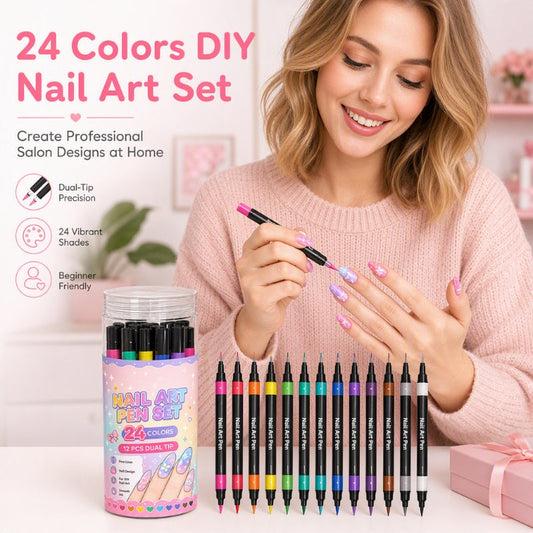 🌸 50% OFF NOW! 🌸24 Colors Dual Ended Nail Art Pens Set