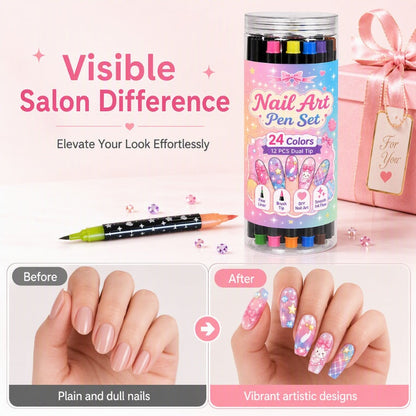 🌸 50% OFF NOW! 🌸24 Colors Dual Ended Nail Art Pens Set