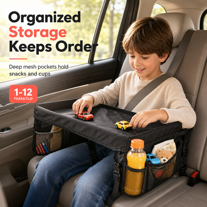 📢📢50% OFF !! ⏰Kids Car Seat Travel Tray – Drawing Board & Storage Organizer 🎨