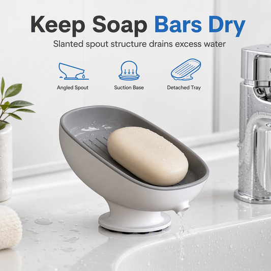 📢📢Buy 1 Get Free 1 !! ⏰Wall Mounted Suction Cup Soap Holder Self Draining Soap Dish for Bathroom Shower