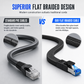 📢📢50% OFF !! ⏰ Flat Ethernet Cable 40Gbps Shielded Black Braided Network Cord