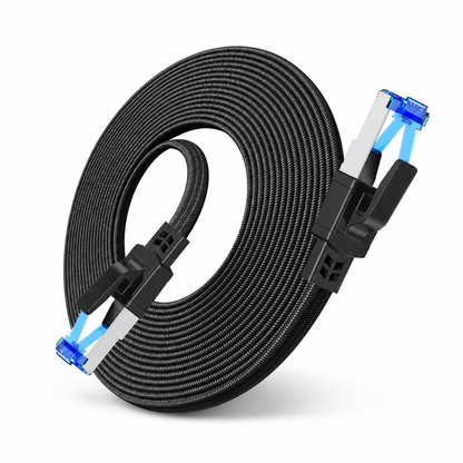 📢📢50% OFF !! ⏰ Flat Ethernet Cable 40Gbps Shielded Black Braided Network Cord