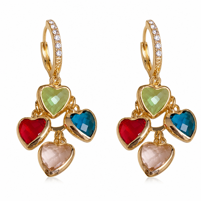🌸 50% OFF NOW! 🌸Retro Colorful Heart Tassel Drop Earrings for Women Fashion Ear Buckle Jewelry