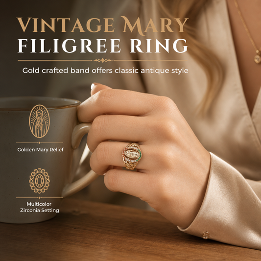 🌸 50% OFF NOW! 🌸Gold Tone Metal Goddess Portrait and Flower Ring