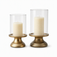 🌸 50% OFF NOW! 🌸Vintage Candlestick Set: Windproof Glass Cover, Weighted Iron Base, Gold Finish, Elegant