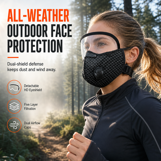 📢📢50% OFF !! ⏰Dustproof and Windproof Outdoor Sports Face Mask with Protective Eye Shield and Breathing for Running and Cycling