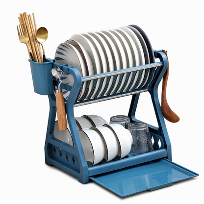 📢📢50% OFF !! ⏰Multi-Layer Steel Dish Drying Rack – Vertical Storage, Drip Tray, Tool-Free Install ✨