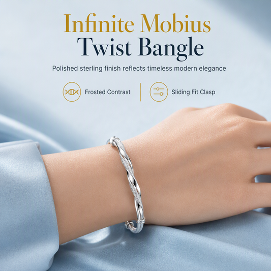 🌸 50% OFF NOW! 🌸Möbius Twisted Bangle – Sliding clasp & double-textured shine ✨