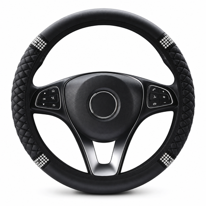 📢📢50% OFF !! ⏰ Rhinestone Steering Wheel Cover – Sparkling, Quilted, Luxury 🚗